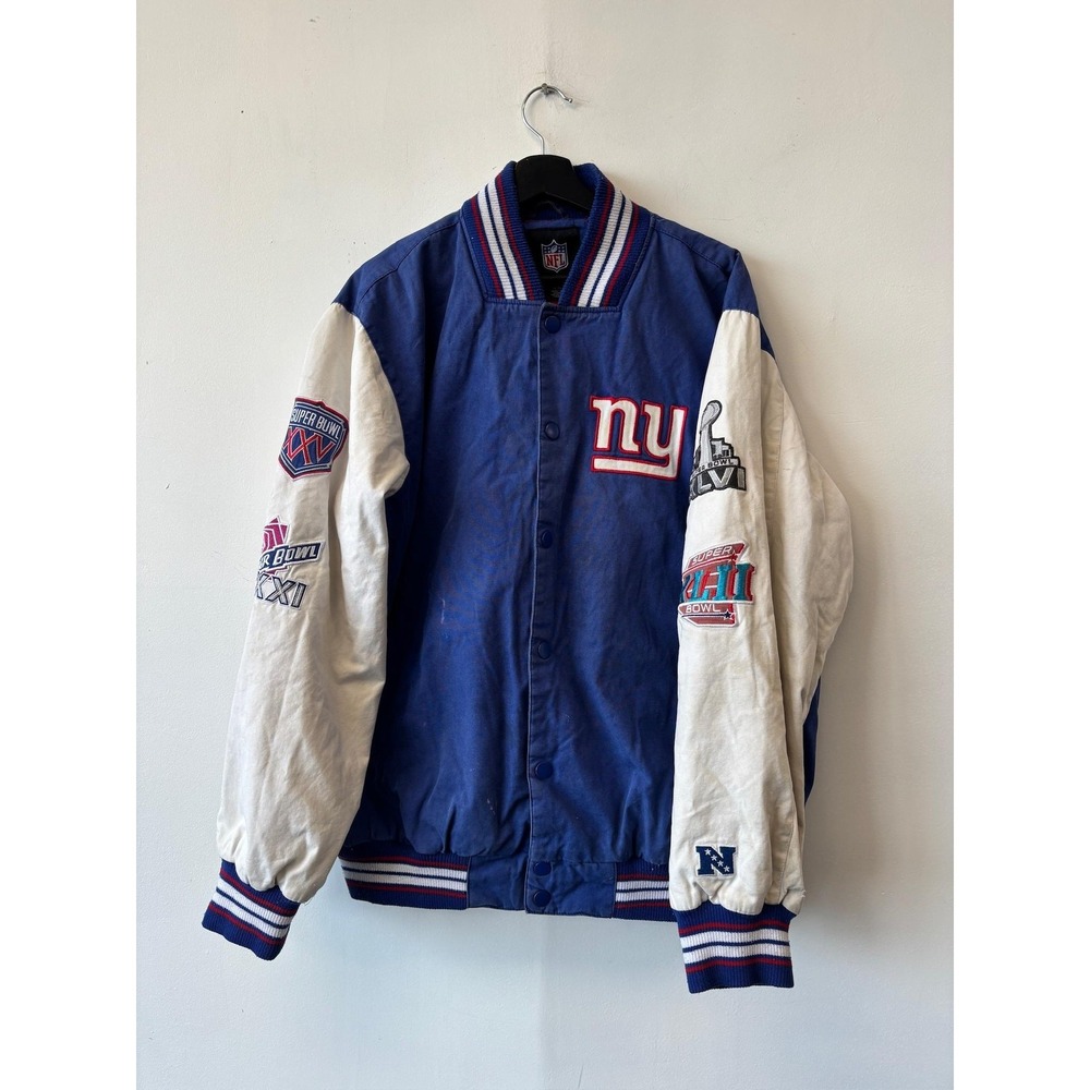 New York Giants Jacket Mens XL Blue White NFL Football Super Bowl Champions - Picture 1 of 10